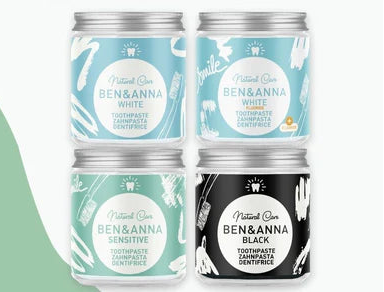 Toothpaste 4 Varieties, Glass Jar | Ben&Anna, 100ml