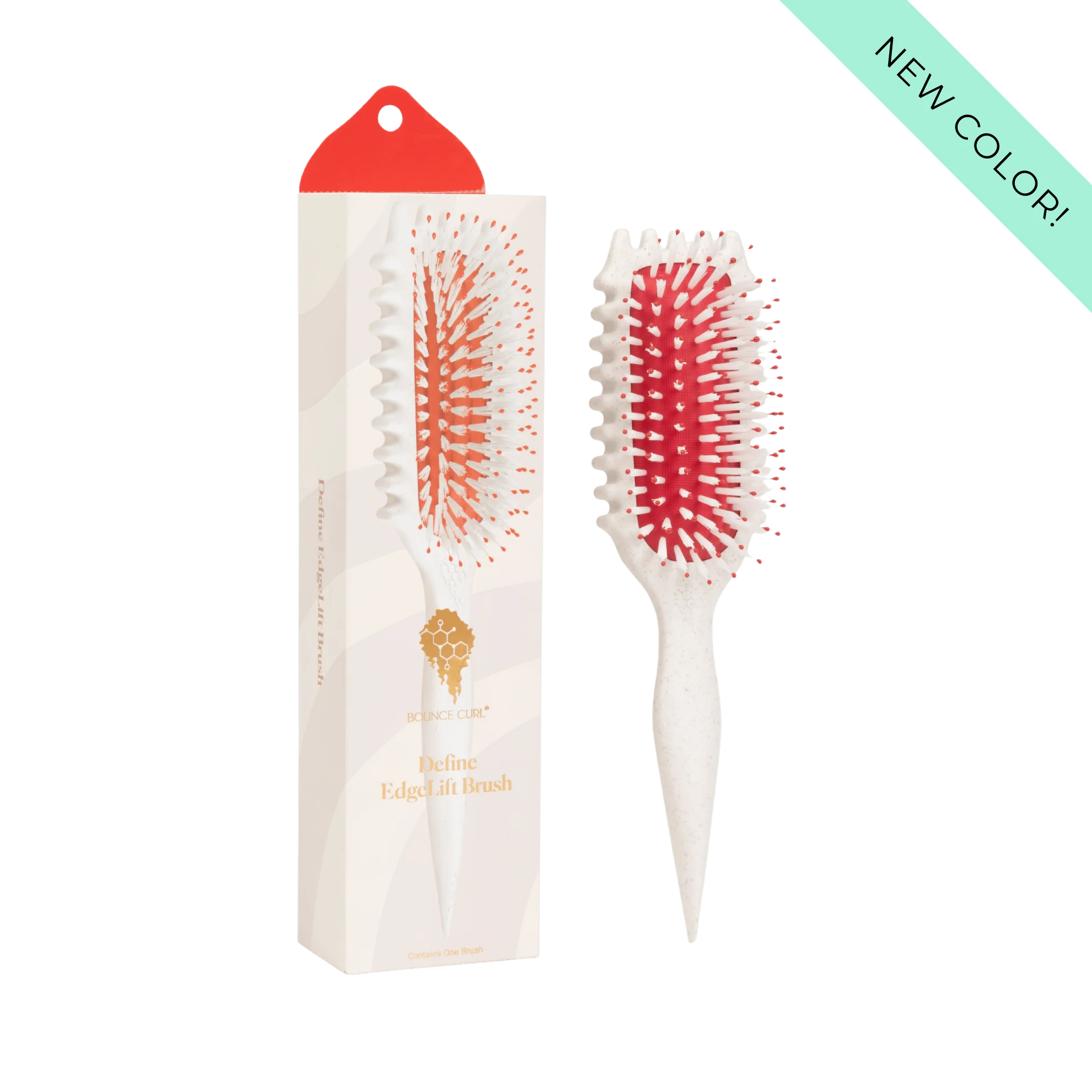 Bounce Curl Define EdgeLift Brush in kersenrood en wit, haarborstel voor het definiëren en stylen van haar, inclusief verpakking