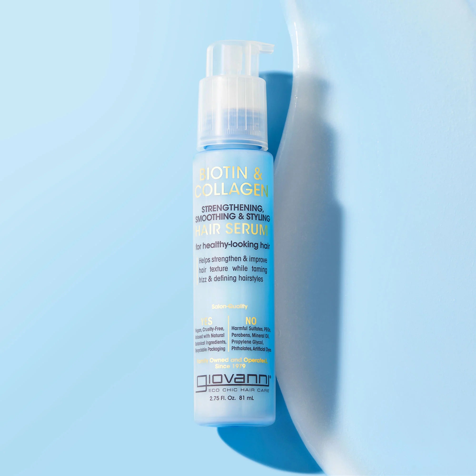 Smoothing &amp; Styling Hair Serum, Biotin &amp; Collagen Strengthening - Giovanni Cosmetics - 81ml